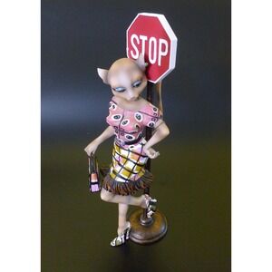 Margaret Le Van ~ Alley Cats ~ Naughty Nat Stop Sign ~ LV30-FE5 ~ Retired